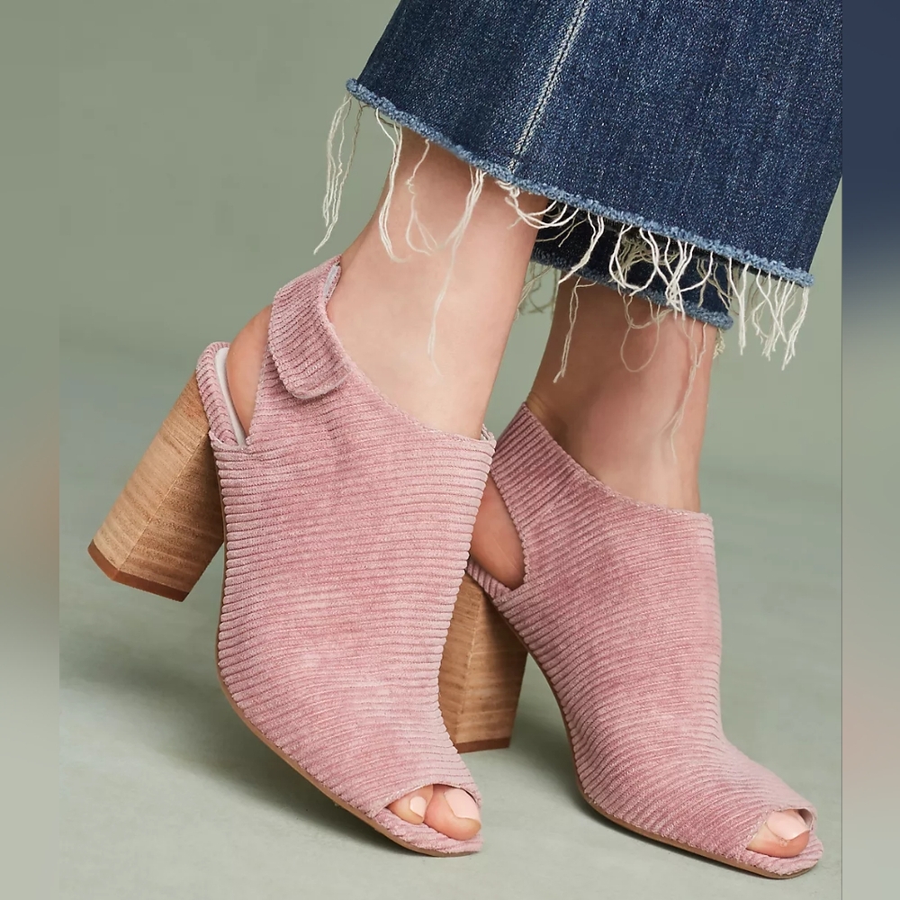 Jeffery Campbell Pink Corduroy Peep Toe Baltimore Shooties Heels Wonens Size 9